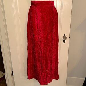 Vintage homemade/handmade crushed red velvet straight maxi skirt